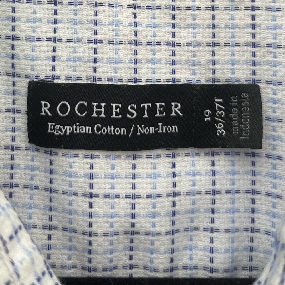 Rochester White and Blue Stripes Size 19 36/37T Button Down Suit Shirt - Picture 11 of 12